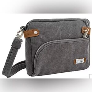 Travelon Charcoal and Tan Crossbody Bag